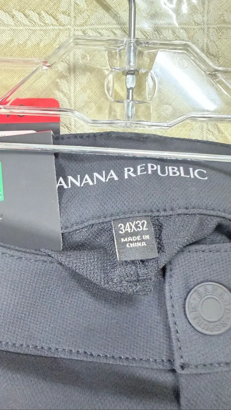 Banana Republic Men's Flat Front Performance Stretch Pants - Black (34x32) NWT B